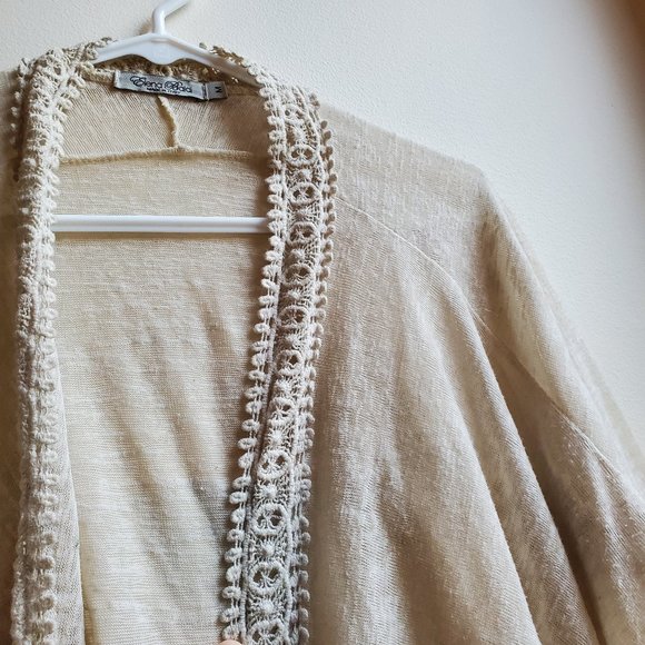 Elena Baldi Italian Beige Open Cardigan Size Medium - Picture 6 of 16